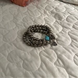 Silver Beaded Turquoise Layered Bracelet
